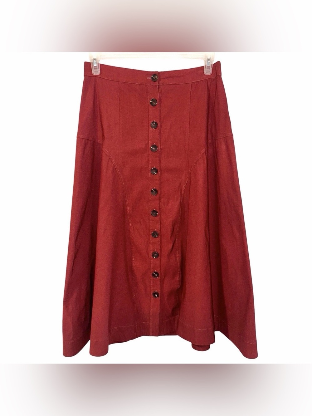 by Anthropologie Women’s Maroon/Burgundy  Skirt Button Front A-Line